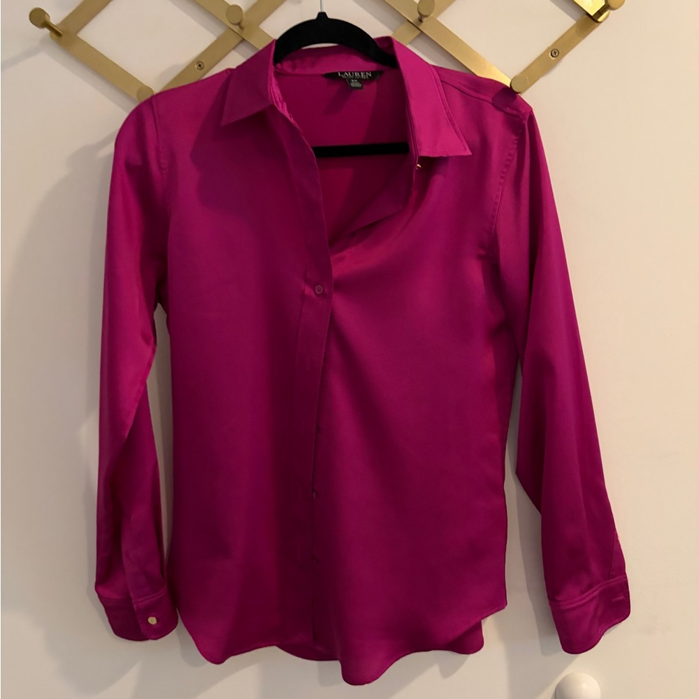 LAUREN Ralph Lauren Women's Pink Fuschia Silk Blouse